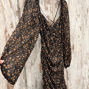 Elegant Black and Brown Patterned Dress